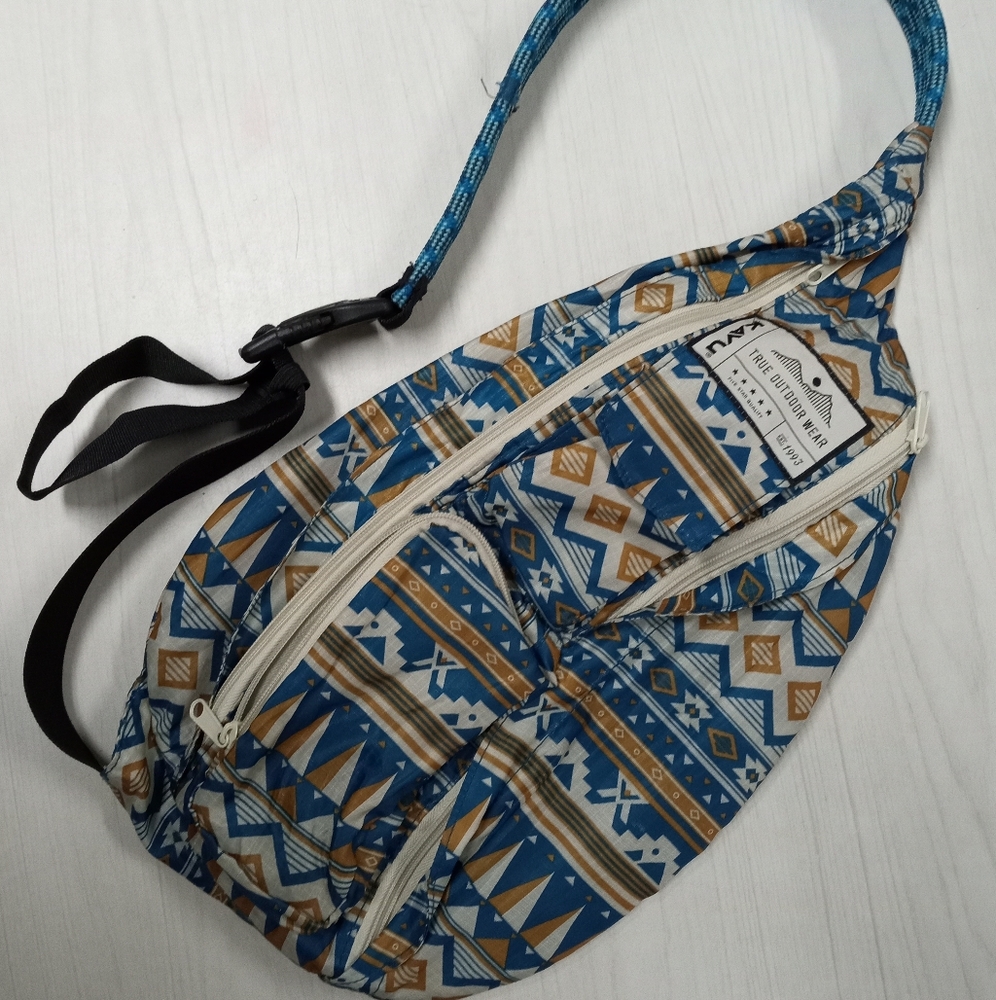 Kavu Blue and Brown Patterned Sling Bag